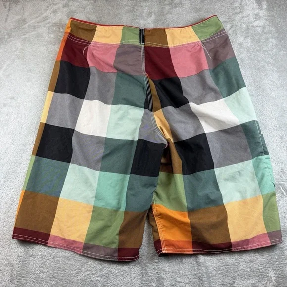 Rusty Board Shorts Men's Size 34 Stretch Plaid Swim Surfer Skater Preppy - Picture 2 of 7